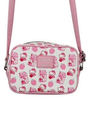 Loungefly x Hello Kitty White & Pink Strawberry Milk Print Small Crossbody Bag